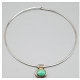 .925 Silver Turquoise Choker Necklace, 20.1g