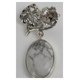 .925 Sil White Buffalo Turquoise Pendant, 10.542g