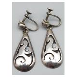 Sterling Silver Signed Mexican Earrings, 6.538g