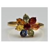 Sterling Sil Ladies Ring, Sapphires, Size 8, 2.1g