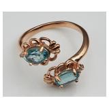 Sterling Silver Ladies Ring w/ Topaz, Size 8, 3.3g