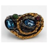 Ster Silver Ring, Topaz, Tourmaline, Size 8, 6.9g