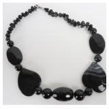 Faceted Black Stone Necklace 19"