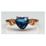 Ster Sil Ladies Ring w/ Topaz & CZ, Size 8, 1.6g