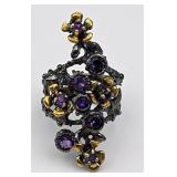 Sterling Sil Ladies Ring w/ Amethyst, Size 8, 7.5g