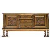 Vintage Black Forest Carved German Side Cabinet