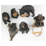 Decorative Black Bear Figurines (6)