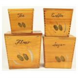 1960 Japanese Cedar Nesting Kitchen Canisters (4)