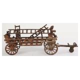 1910 Dent Cast Iron Toy Hook & Ladder Fire Wagon