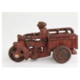 1936 Hubley Cast Iron Toy Motorcycle Crash Car