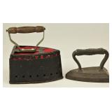 Miniature Toy Sad Iron & Figural Iron Pin Cushion