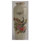 Octagonal Asian Style Peacock Vase