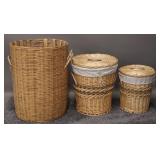 Large Handled Wicker Baskets (3)