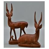 African Wood Carvings Ibex, Gazelle, Antelope 60s