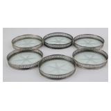 Art Deco Whiting Sterling & Glass Coasters (6)