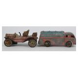 Tin Litho Linemar Convertible, Diecast Firetruck