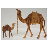Wood Carved Camel Figurines (2)