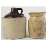 Salt Glaze Stoneware Whiskey Jug & Crock