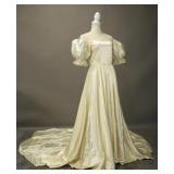 Vintage Cream Satin Lace Handmade Wedding Gown