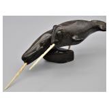 Vintage Narwhal Floating Carving Art - Nat. Am.