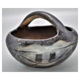 Native American Blackware Handled Bowl Pot