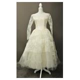 Tulle & Satin Tiered Off White Wedding Dress
