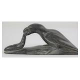 Inuit Soapstone Carving Puffin w/ Fish - Signed