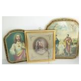Religious Framed Prints (3) & Crucifix (1)