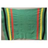 Green Orrlaskan Three Striped Wool Blanket