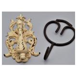 Antique Victorian Cast Iron Door Knocker & Hook