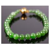 Cassiar Jade Bead Bracelet, 7"