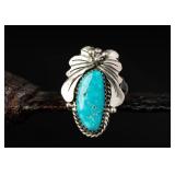 Sterling Silver Turquoise Navajo Ring, 6.g Size5.5
