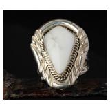 Sterling Silver White Buffalo Stone Ring, 9.93g