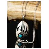 Sterling Silver Bear Paw Pendant Necklace, 3.20g