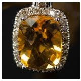 10k White Gold Necklace w/ Topaz Pendant, 1.89g