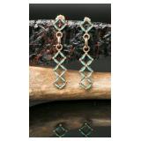 14k Turquoise Needle Point Dangle Earrings, 4.45g