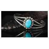 Sterling Silver Turquoise Cuff Bracelet 16.54g