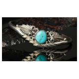 Sterling Silver Cuff Bracelet Turquoise, 16.78g