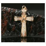 14k Gold & Diamond Cross Pendant, 2.85g