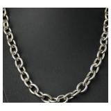 Stainless Steel Chunky Chain Necklace w/Peace Sign