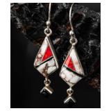 Sterling Zuni Inlay Earrings By Marie Tsosie 3.75g