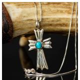 .925 Chain Necklace w/ Cross Pendant, 4.49g, 18"