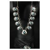 Sterling Bear Paw Necklace & Earring Set, 9.71g