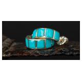 Sterling Zuni Turquoise C-Hoop Earrings, 3.06g