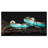 Sterling Turquoise Inlay C-hoop By Lalio, 6.06g
