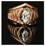 Vintage 14k & Marquise Cut Diamond Ring, 4.313g