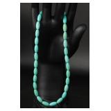 Polished Turquoise Beaded Necklace, 18"