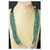 Turquoise & Mother Of Pearl Multi-Strand Necklace