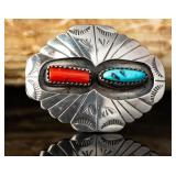 Sterling Turquoise & Coral Ring, 10.09g, Size 10
