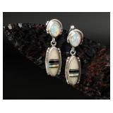 Sterling Silver Post Back Dangle Earrings, 7.56g